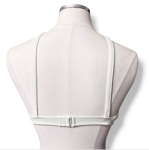 AERIE WHITE Crossed Straps Bikini Top Size Medium - Picture 4 of 7